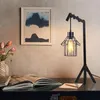 Tafellampen vintage industriële lamp met schakelaar EU -plug retro loft metalen kooi verstelbaar bedhangende bureau leesverlichting verlichting verlichting