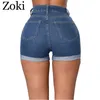 Kvinnors shorts zoki kvinnor denim mode sommaren hög midja bred ben löst blå korta jeans sexig hemming tvätt kvinnlig 230112