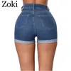 Shorts s shorts zoki mulheres jeans de moda de verão alta cintura larga perna larga azul jeans curto shamming wash fêmea 230112