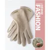 Fingerlose Handschuhe Herbst und Winter Damen Wildleder warm halten dünnes Fleece nicht aufgeblähte undichte Finger Clamshell Radfahren Mode elegante Handschuhe 230113