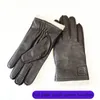 Fingerless Gloves Leather Deerskin Gloves Mens Retro Style Handstitched Straight Brown Wool Lining Autumn Warm Finger Gloves 230113