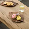 Plates Creative Leaf Shape Solid Wood Tray Picnic Travel Portable Multifunction Home Kitchen Kitchenware Accessories Cake Sushi Plate