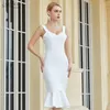 Casual Dresses Adyce 2023 Summer White Bandage Dress Sexig Spaghetti Strap Sleeveless BodyCon Club Celebrity Evening Party Vestidos