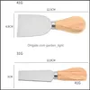 Cheese Tools 4Pcs/Set Stainless Steel Knife Oak Handle Slicer Wood Knives Fork Set Bakware Baking Cutter Vt Drop Delivery Home Garde Dhcmd