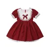 Fille robes robe rouge pour les filles enfant en bas âge enfants bébé fête anniversaire reconstitution historique mariage dentelle arc princesse formel Tutu