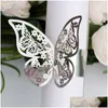 Napkin Rings 50Pcs Butterfly Ring Laser Cut Paper Holder Towel El Birthday Wedding Christmas Party Table Decoration Drop Delivery Ho Dh8Vc