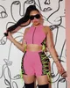 Tweedelige jurk Felyn 2022 Kwaliteit Beroemd merk 2 stuks Damesset Effen bandage O-hals Korte tops en shorts Zomer Sexy outfits Sexy outfits T230113