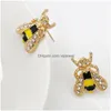Stud Fashion Jewelry Glaze Drop Oil Bee örhängen Leverans Dhug8