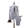 Men's Suits Formal Wear Suit For Men Fashion Daily Business Banquet Cocktail Party Wedding Set Solid Color Cotton Coat Trousers Two-piece