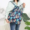 School Bags 2023 Fashion Vintage Drawstring Backpacks Women Large Capacity Flower Ethnic Style Waterproof Nylon Rucksack Shoulders