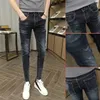 Jeans pour hommes Mode d'été Couleur unie Slimfit Pantalons pour jeunes Petits pieds Allmatch Taille élastique Denim 230113