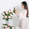 Flores decorativas erxiaobao lindas 3 cabeças peony bud rosa rosa branco azul plantas de seda falsa para decoração de casa de casamento wre wre