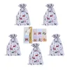 Christmas Decorations 5 Pcs Large Gift Bag Hanging Drawstring Xmas Party Candy Bags Cookie Wrapping Pouch DIY Sacks Reusable