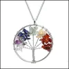 Pendentif Colliers Naturel Pierre Concassée Cristaux De Guérison Quartz Arbre De Vie 7 Chakras Pierres Précieuses Bijoux Faits À La Main Mères Fête Des Pères Dhe84