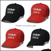 Party Hats Trump 2024 Hat Cotton Sunsn Baseball Cap With Adjustable Buckles Embroidery Letters Usa Red And Black Color For Outdoor 7 Dhfz3