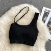 Women's Tanks Sexy Tops For Womens Crop Top Woman Solid Color Tank Oblique Shoulder Sleeveless Camis Women 2023 Omighty