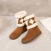 Luxury Designer Snowdrop Flat Ankle Boots ullfoder gummi yttersula Casual Suede Street Style Plain Leather Martin Winter Booties Sneakers With Original Box