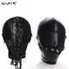 Bondage BDSM Máscara sexual Fetish Hood com Gags Couro Devivação Sensorial Jogos de Escravos Adultos Toys Full Head For Mull Men 230113