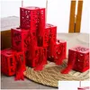 Emballage Cadeau Style Chinois Vintage Nouveauté Carré Rouge En Bois Amour Mariage Boîtes De Bonbons Party Favors Approvisionnement En Sucre Lx0434 Drop Delivery Ho Dhu1N