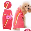 Hundkl￤dtr￶ja ApparelChristmas Pink Pet Cat Lovely Bowknot Decor Akryl Fiber Fine Stitching Soft Structure for Winter Drop Del Dhttl