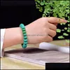 Brins de perles Perles de roue Bracelets en pierre verte Esprits maléfiques Chanceux pour femmes Hommes Cercle simple Bracelet simple Bouddhisme Bijoux Dro Ot5Za