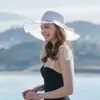 Cappelli a tesa larga Cappello estivo in paglia per donna Casual pieghevole Floppy Beach Sun Girls UV Protect Travel Fashion Cap Female