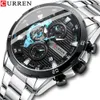 ساعة Wristwatches Curren Stainless Steel Watches for Mens Creative Flash