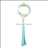 Party Favor Letter Sile Bead Armband Tassel Key Chain Pendant Womens Jewelry Bag Accessories Mothers Day Gift RRA4535 Drop Deliver OtBo8