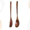 Dinnerware Sets Home Restaurant For Tableware Flatware Set Spoons Portable Wooden Spoon And Fork 2pcs