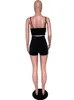 Survêtements pour femmes Aualay Fall Black Two 2 Piece Sets Womens Outifit Spaghetti Strap Sleeveless Backless Crop Top Solid Skinny Shorts