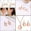 Earrings Necklace Small Fresh Crystal Opal Bridal Set Simple Twopiece Drop Delivery Jewelry Sets Dh5Wz