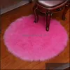 Tapis Rond Doux Fausse Fourrure En Peau De Mouton Pour Chambre Salon Étage Shaggy Soyeux En Peluche Tapis Blanc Tapis De Chevet Diamètre 7080Cm Dro Ot0Uc