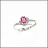 Anello solitario Cr Jewelry 100 S925 Sterling Sier Anelli con zirconi cubici Scatola originale per le donne Moda San Valentino American Styl Otkes