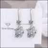 Charme S925 Stamp Sier Plaqué Boucles d'oreilles Cut Mouse Charms Bleu Rose Blanc Zircon Boucle d'oreille Bijoux Brillant Cristal Cerceaux Piercing Pour Femmes Dhx8I