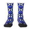 Herrensocken Orla Kiely Abstrakter Retro-Stoff Blau Weiß Kleid Männer Frauen Warm Mode Geometrisch Blumenmuster Crew