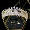 Bröllopshår smycken brud tiara kristallhuvudbonad tillbehör full zirkon kronor pannband för kvinnor 230112