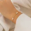 Charm Armbänder Lacteo Minimalistisches Süßwasserperlenarmband für Frauen Schmuck Goldfarbe Dünne Metallkette Armreif Party Weibliches Hochzeitsgeschenk