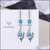 Charm S925 Stamp Sier Plated Crystal Charms Pink Blue White Zircon Earrings Tassel Hook Type Womens Fashion Jewelry Wedding Party Dr Dhkxi