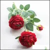 Decorative Flowers Wreaths Newsimation Peony Artificial Flower Mti Color Red White Blue Home Wedding Beautif Decoration Fake Plast Otmez