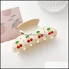 Clamps Korean Cross Cherry Pattern Hair Women Acetic Acid Crystal Fruit Claw Clips For Lady Scrunchies Ponytail Shower Hairpins Acce Dhuru