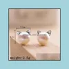 Charm Fashion Cute Cat Ears Pearl Stud Earrings Exquisite Jewelry Gifts Womens Party Drop Delivery Dhg41