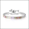 Tennis Europeiska och amerikanska f￤rg Zirkonarmband Kvinnor Diamond Crystal Birthday Drop Delivery Jewely Armband Otvjw