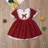 Fille robes robe rouge pour les filles enfant en bas âge enfants bébé fête anniversaire reconstitution historique mariage dentelle arc princesse formel Tutu