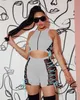 Tweedelige jurk Felyn 2022 Kwaliteit Beroemd merk 2 stuks Damesset Effen bandage O-hals Korte tops en shorts Zomer Sexy outfits Sexy outfits T230113