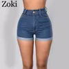 Shorts s shorts zoki mulheres jeans de moda de verão alta cintura larga perna larga azul jeans curto shamming wash fêmea 230112