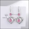 Charme S925 Timbre Sier Plaqué Boucles D'oreilles Coeur Charms Bleu Rose Blanc Zircon Boucle D'oreille Bijoux Brillant Cristal Gland Cerceaux Piercing Pour Wo Dhiyz