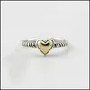 Anelli a fascia Original 925 Sterling Sier Aperto per le donne Love Heart Tono oro Metallo Anello di barretta regolabile Gioielleria raffinata Ymr223 Drop Deliv Otuij