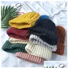 Beanie/Skull Caps Autumn Winter Men Dames gebreide hoed vaste kleur warme beanie breien hoeden drop levering mode accessoires sjaals dhoij