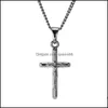 Pendant Necklaces 18K Gold Sier Mens Cross Necklace Charm Jesus High Quality Fashion Hip Hop Jewelry Steel Chain Trendy For Men 543 Dhzlw