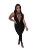 Macacões de retalhos de malha sexy de grife feminino sem mangas bodycon macacão fashion decote em v profundo com diamantes macacões ver através de uma peça macacão night club wear 8411